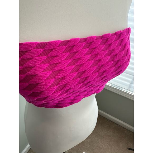 NWT Good American Hawaiian Pink Jacquard Bandeau Bikini Top - M - Picture 3 of 8